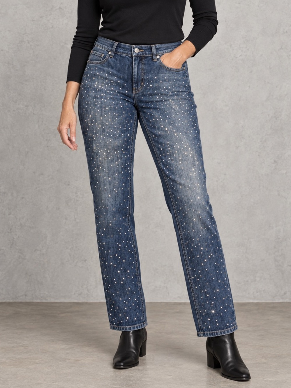 White House Black Market Size 10 Rhinestone Straight Jeans